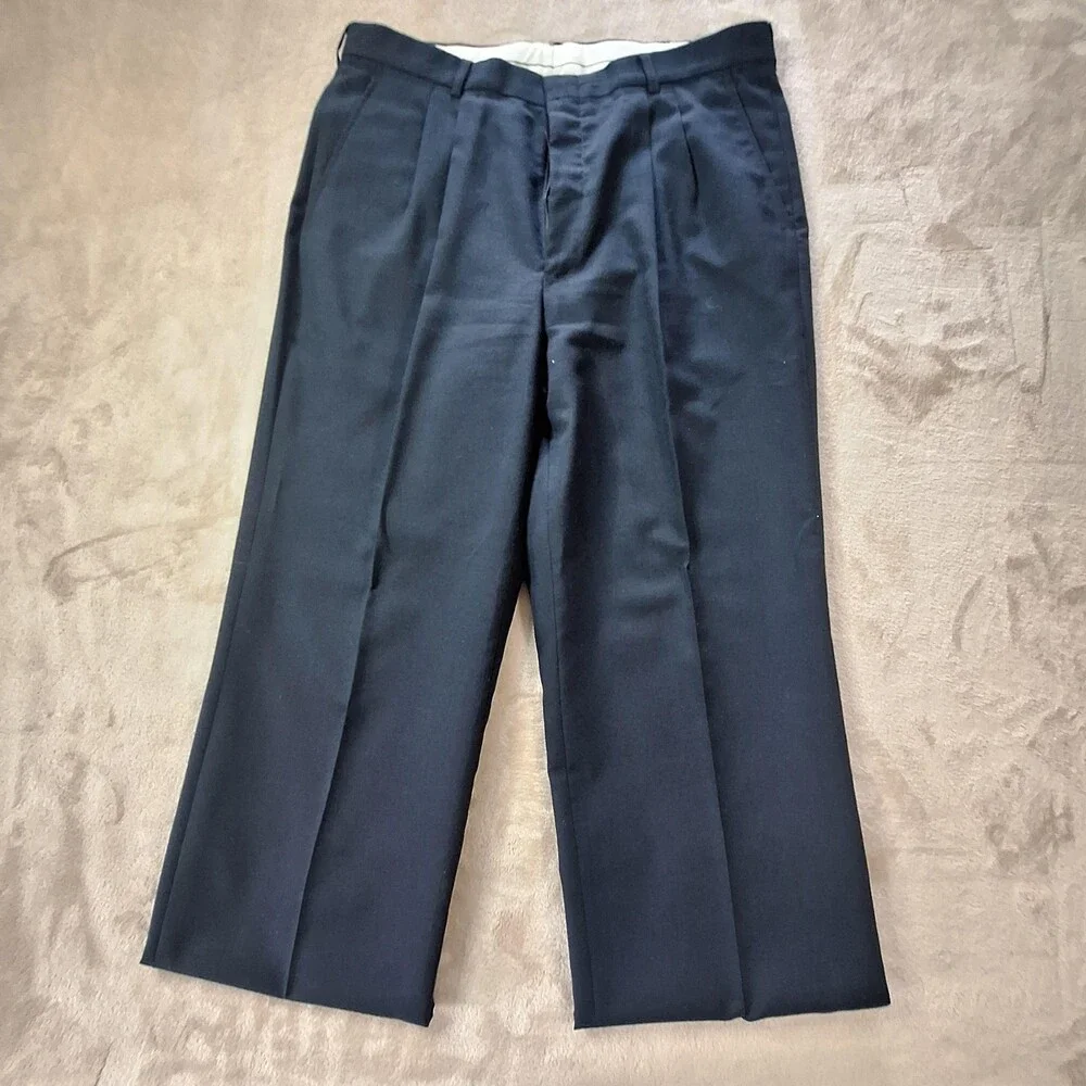 Egon Von Furstenberg Suit Mens 42R Navy Blue Single Vented Wool Blazer Pants Set